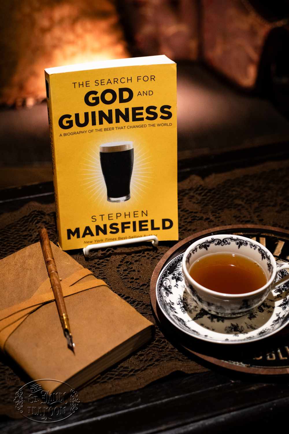 God and Guinness Book with teacup