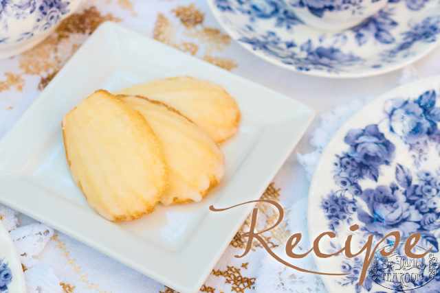 Spongy Madeleines rest amid blue china