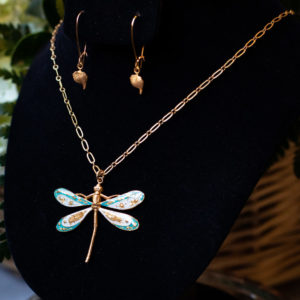 Necklace Hand enameled Dragonfly