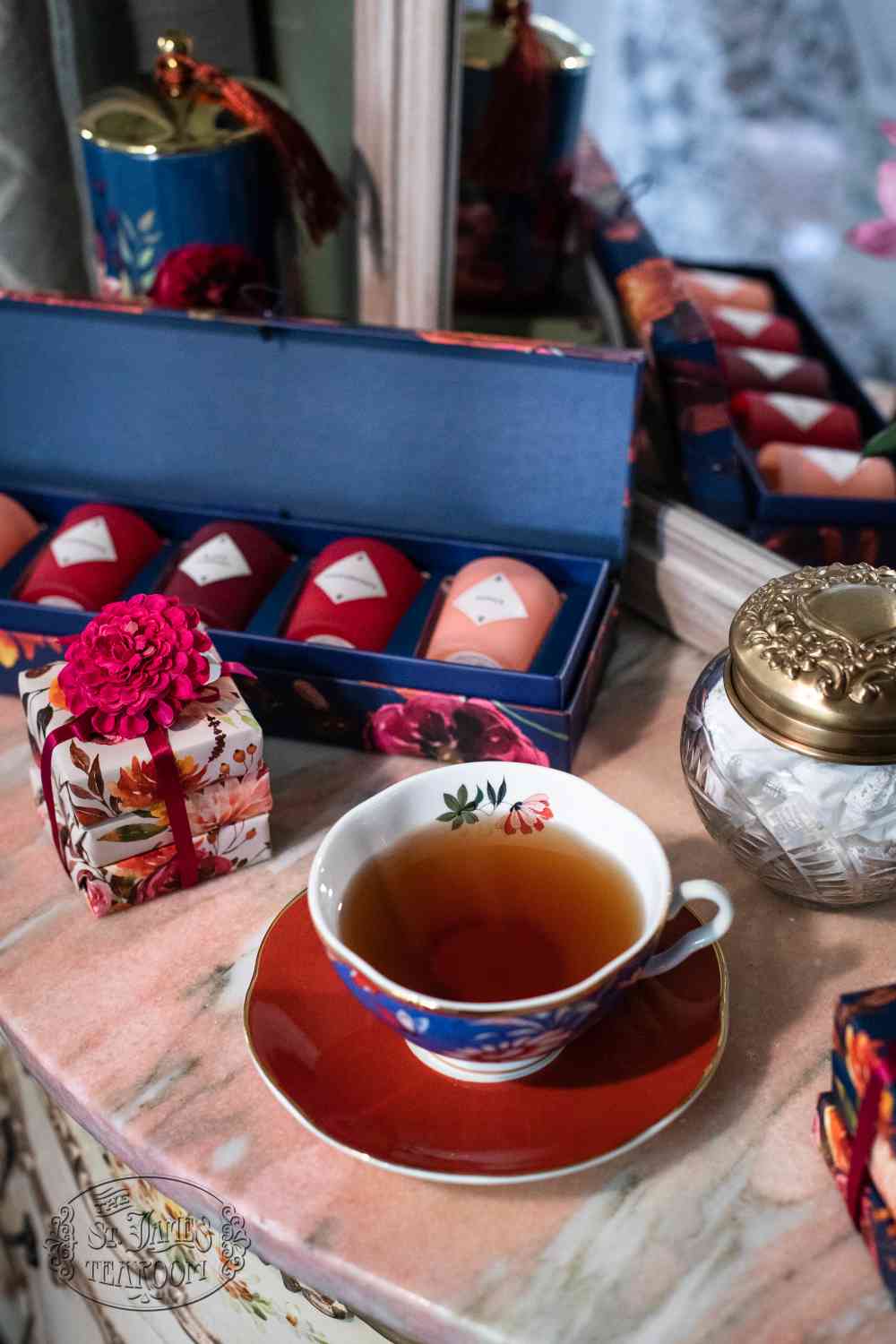Gift Shops Albuquerque - St. James Market - Deep Floral Teacup Candles Soaps