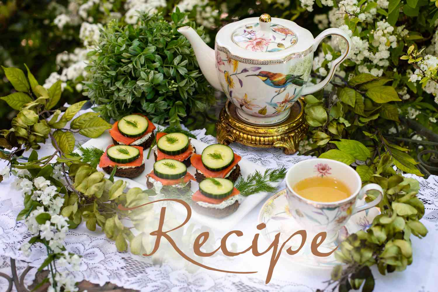 Smoked Salmon Cucumber Tea Sandwich Recipe with Tea