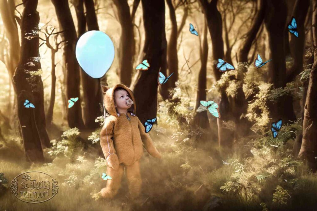 Seeking Childlike Wonder - Winnie-the-Pooh in Blue Butterfly Forest