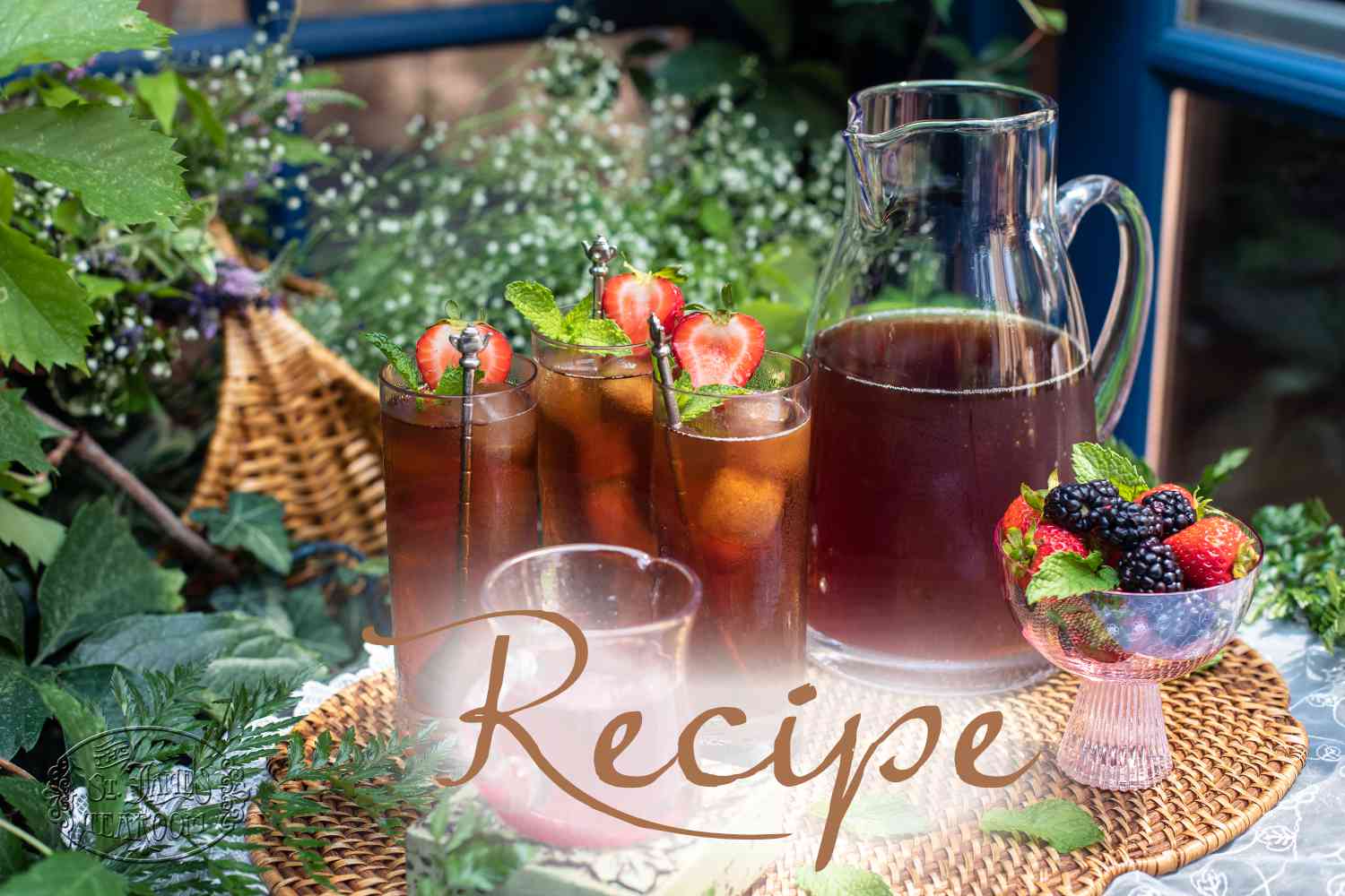 Iced Afternoon in Mansfield Park Recipe with Strawberry Simple Syrup