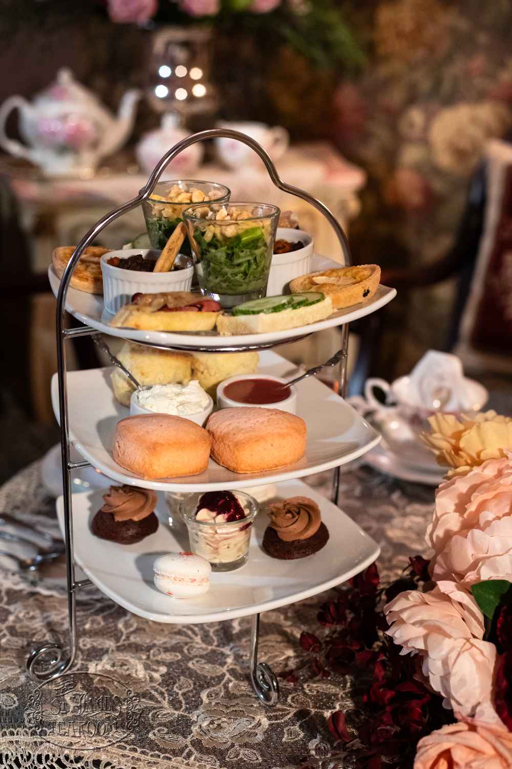 La Vie en Rose Afternoon Tea - Dine in Tray for 2 Menus - Stylized with Roses