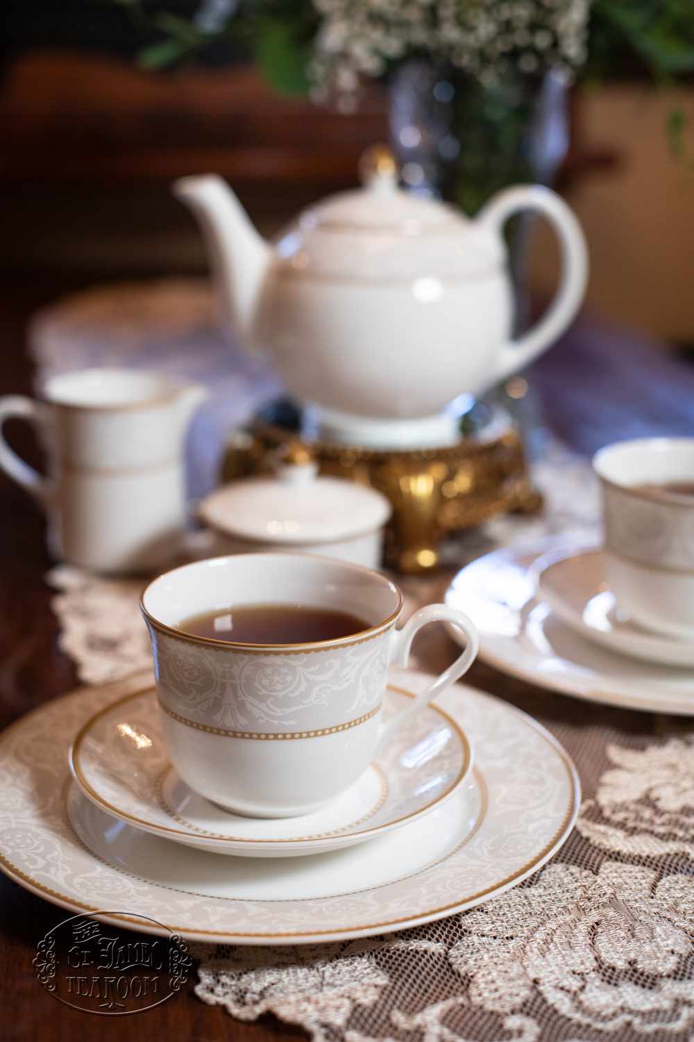 St. James China - Victorian Demask Teacup with tea