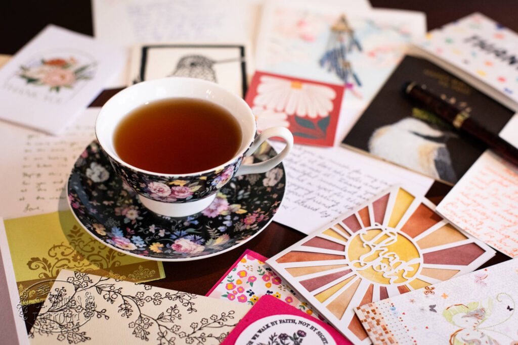 St James Tearoom - Value of a Letter Blog - Teacup on meaningful cards